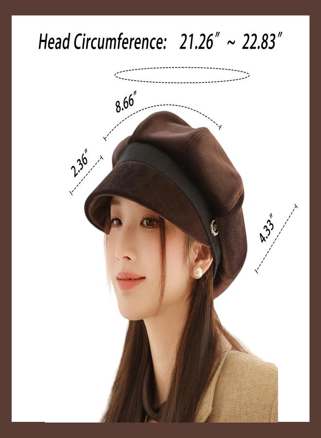 URAWOW Newsboy Cap for Women with Visor Fall Beret Hats for Women Ladies Slouchy Fashion Accessories Classic Casual - Image 3